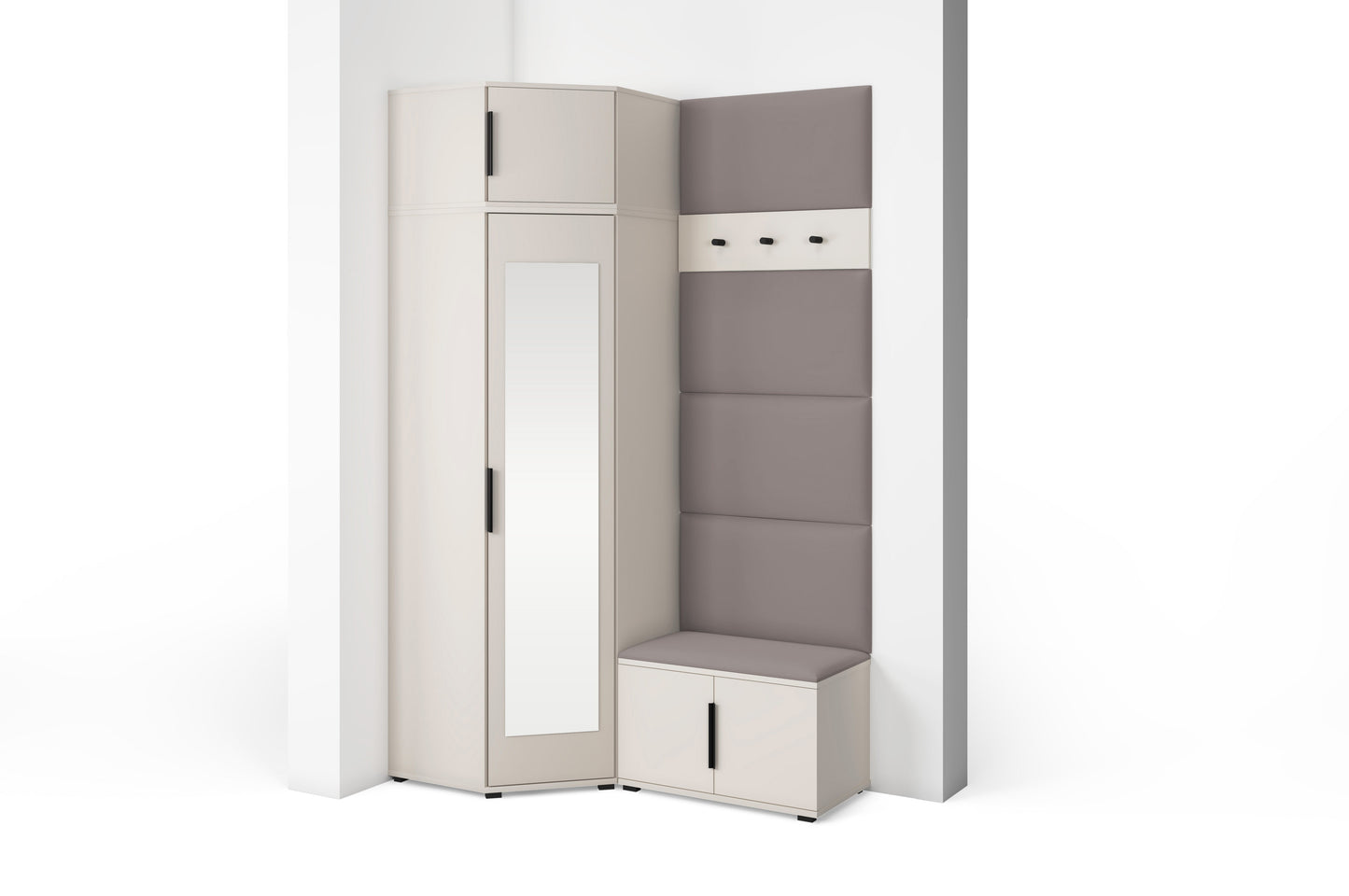PK Bianco 18 Hallway Wardrobe Set - Upholstered Panels in Various Colours