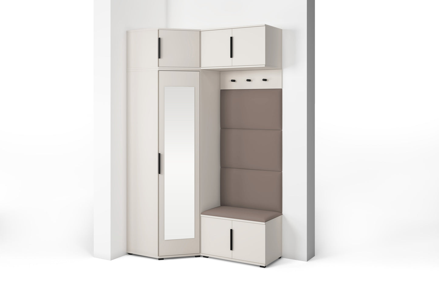 PK Bianco 19 Hallway Wardrobe Set - Upholstered Panels in Various Colours