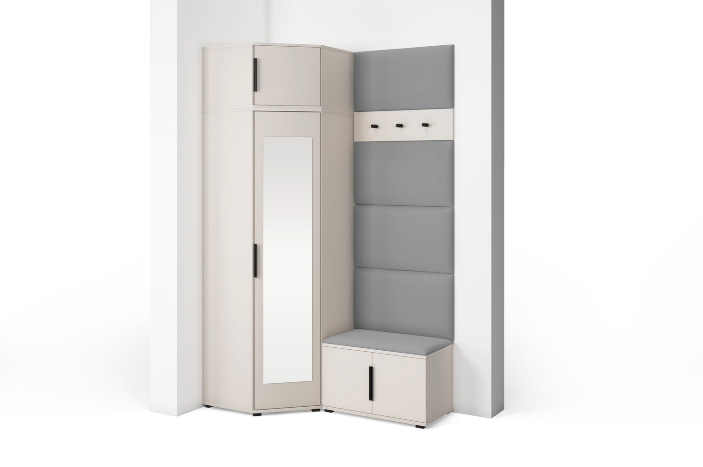 PK Bianco 18 Hallway Wardrobe Set - Upholstered Panels in Various Colours