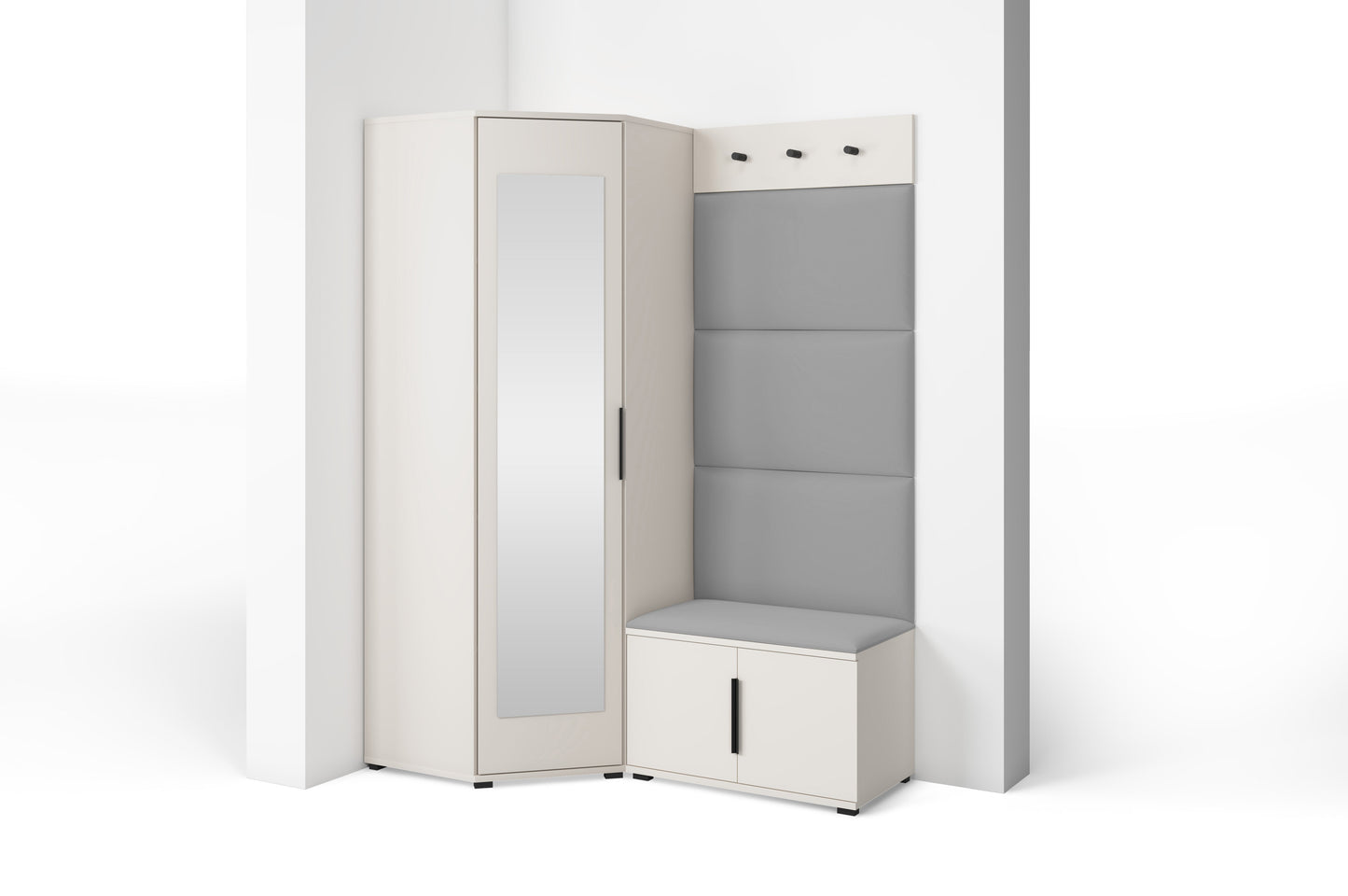 PK Bianco 17 Hallway Wardrobe Set - Upholstered Panels in Various Colours