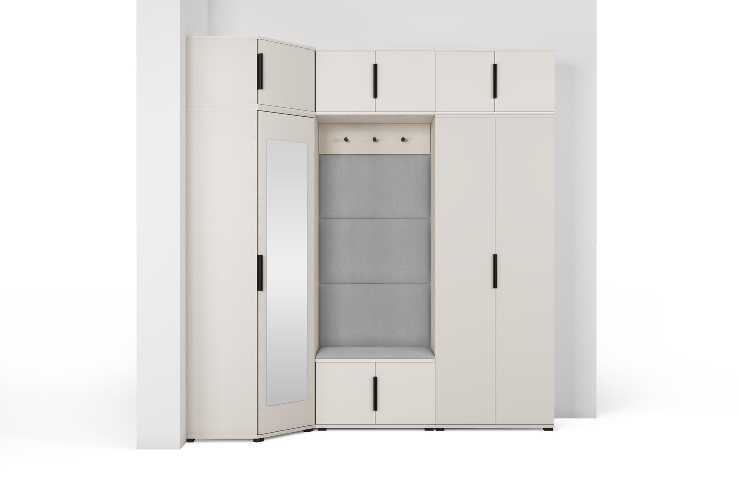 PK Bianco 20 Hallway Wardrobe Set - Upholstered Panels in Various Colours