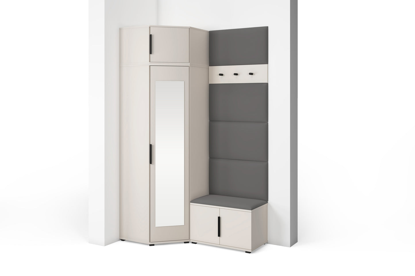 PK Bianco 18 Hallway Wardrobe Set - Upholstered Panels in Various Colours