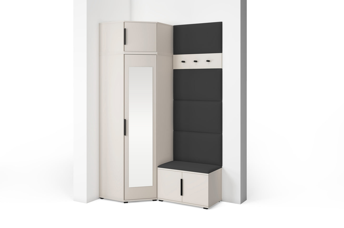 PK Bianco 18 Hallway Wardrobe Set - Upholstered Panels in Various Colours