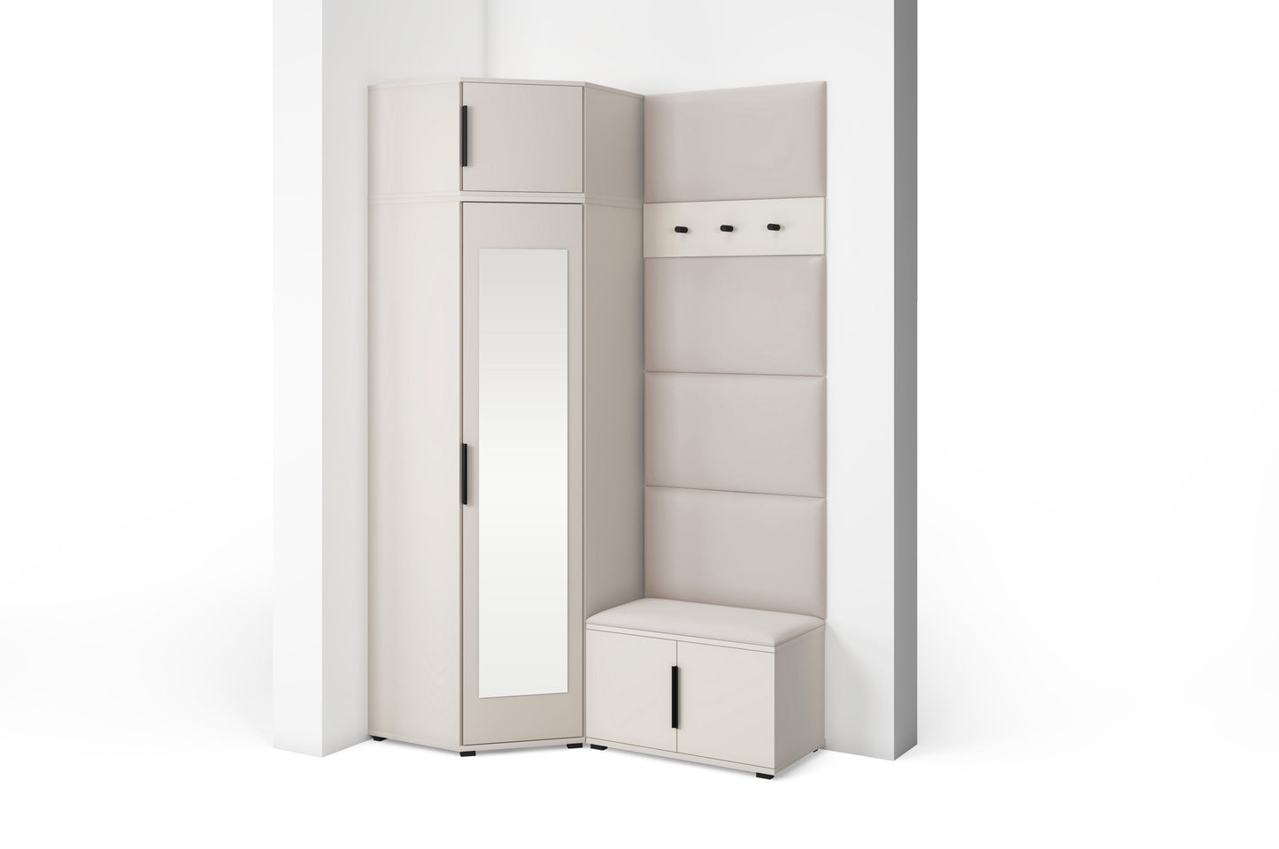 PK Bianco 18 Hallway Wardrobe Set - Upholstered Panels in Various Colours