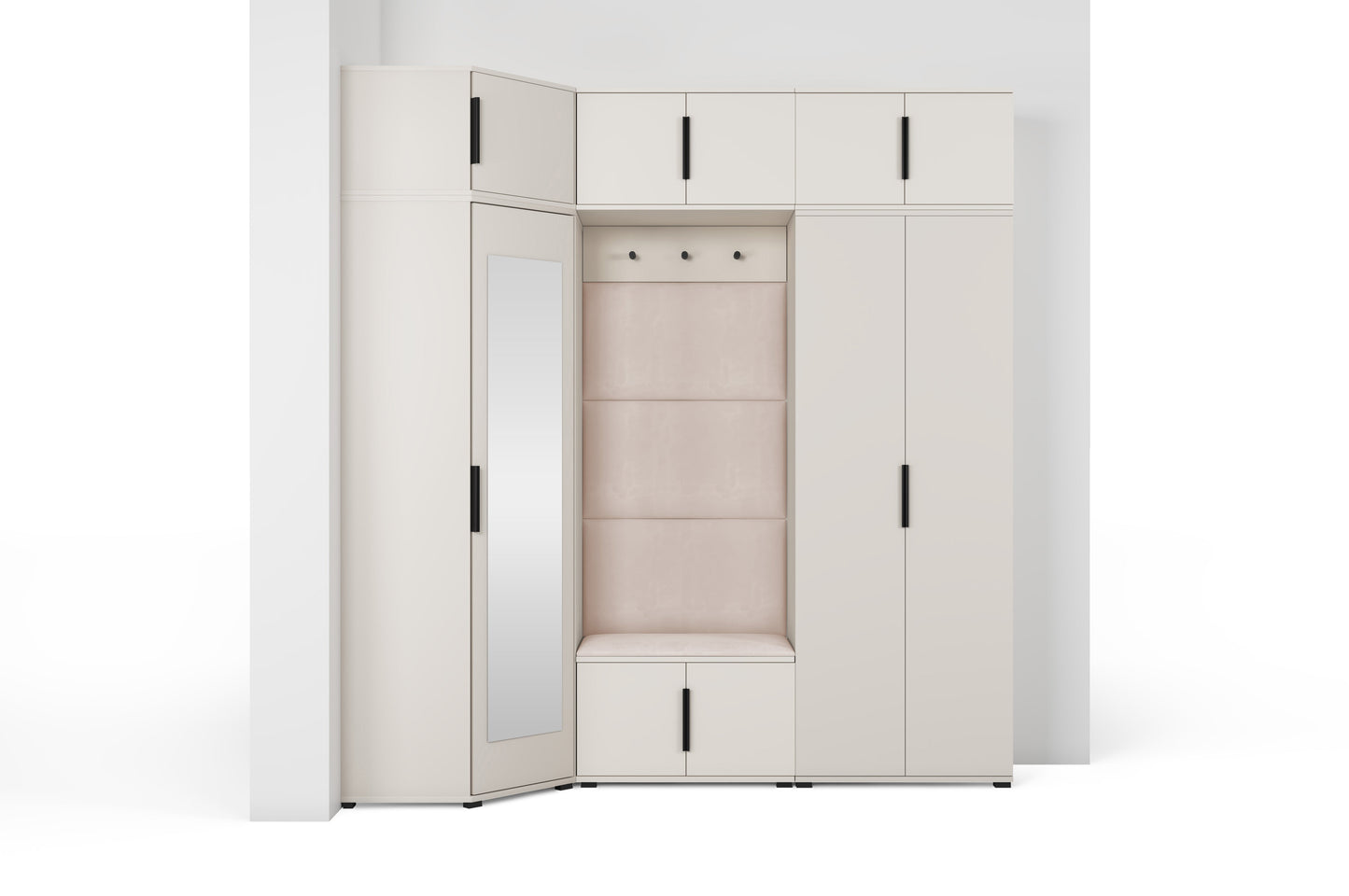 PK Bianco 20 Hallway Wardrobe Set - Upholstered Panels in Various Colours