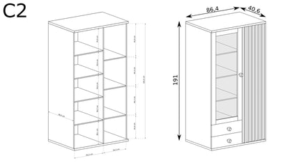 S-Cali Tall Glass Cabinet C2
