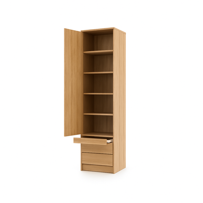 Genius Spacious Wardrobe with Shelves and Pull-Out Nightstand