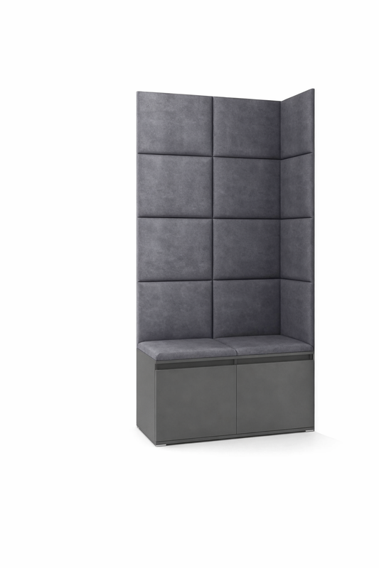 PK Emi 2 Hallway Wardrobe Graphite - Upholstered Panels in Various Colours