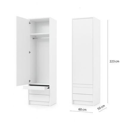 Customizable Genius Murphy Bed with Sofa Set 140 x 200 cm White Gloss, LED Lighting