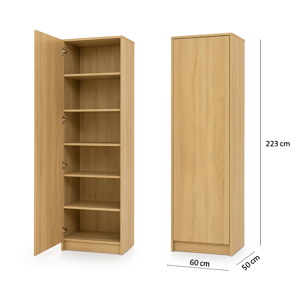 Customizable Genius Murphy Bed Furniture Set 160 x 200 cm Olied Oak, LED Lighting