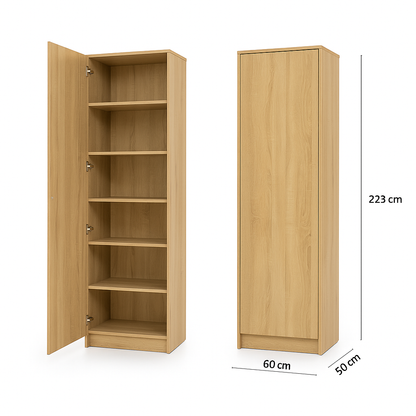 Genius Vertical Murphy Bed with Desk & Wardrobes – with 140x200 cm Mattress, LED Lighting