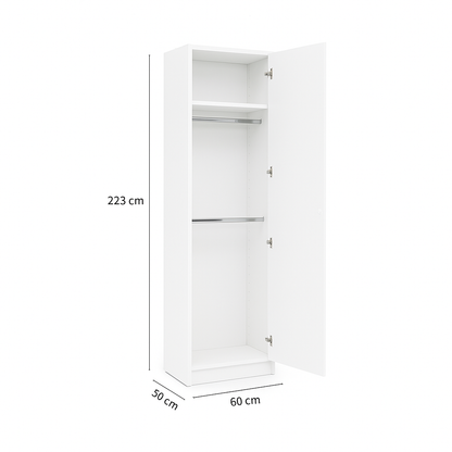 Customizable Genius Murphy Bed Furniture Set 140 x 200 cm White Matt, LED Lighting