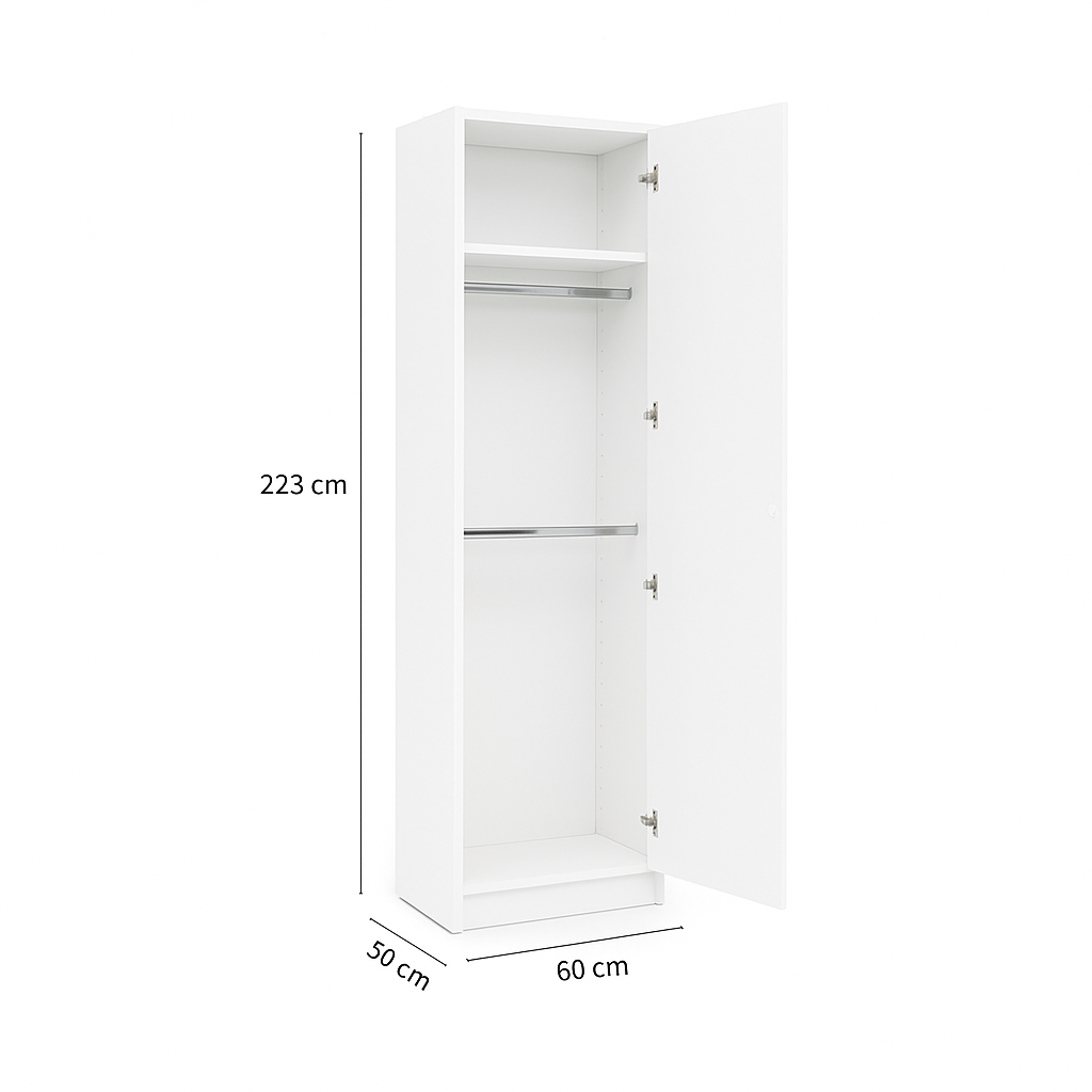 Customizable Genius Murphy Bed Furniture Set 160 x 200 cm White Matt, LED Lighting