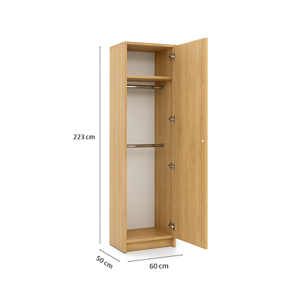 Customizable Genius Murphy Bed Furniture Set 160 x 200 cm Olied Oak, LED Lighting