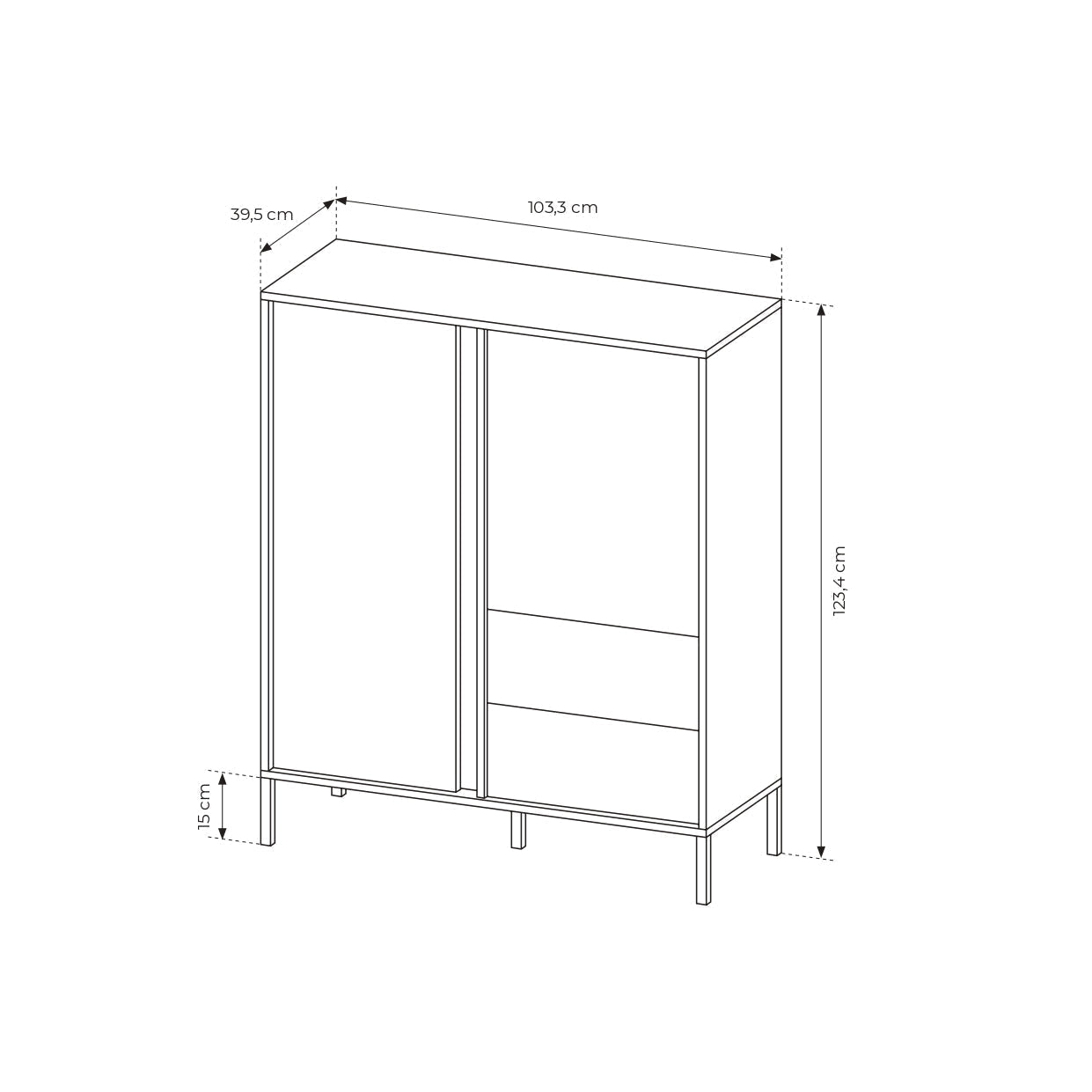 Lask Dast Tall Sideboard 2D2S – 123.4x103.3x39.5 cm