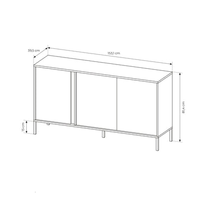 Lask Dast Sideboard 153 cm | 3-Door Storage Cabinet