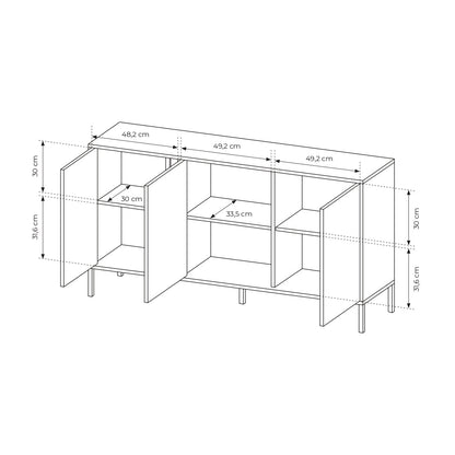 Lask Dast Sideboard 153 cm | 3-Door Storage Cabinet