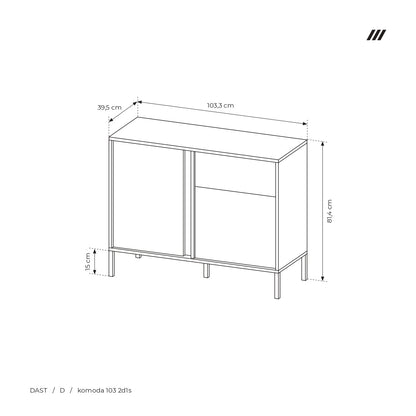 Lask Dast Highboard Cabinet 103 cm | 2 Doors, 1 Drawer