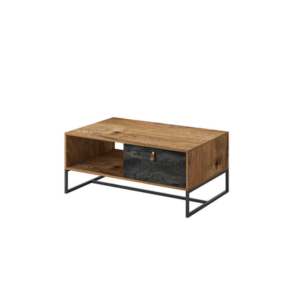 Dark Coffee Table - Modern Table with Single Drawer