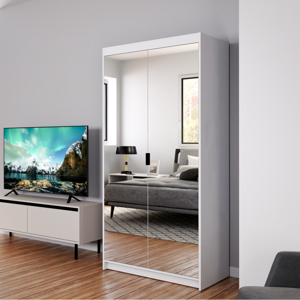 LE Elena 2D Mirrored Wardrobe in White