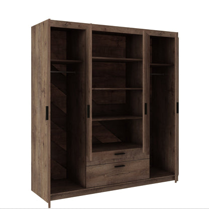 LE Elena 4D DL04 Mirrored Wardrobe in Lefkas Oak