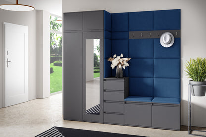 PK Emi 33 Hallway Wardrobe Graphite - Upholstered Panels in Various Colours