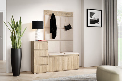 PK Emi 34 Hallway Wardrobe Sonoma Oak- Upholstered Panels in Various Colours