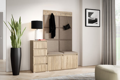 PK Emi 34 Hallway Wardrobe Sonoma Oak- Upholstered Panels in Various Colours