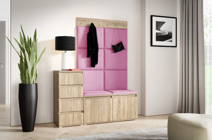 PK Emi 34 Hallway Wardrobe Sonoma Oak- Upholstered Panels in Various Colours