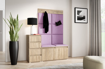 PK Emi 34 Hallway Wardrobe Sonoma Oak- Upholstered Panels in Various Colours