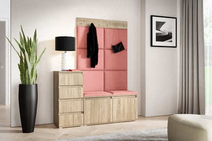 PK Emi 34 Hallway Wardrobe Sonoma Oak- Upholstered Panels in Various Colours