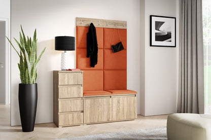 PK Emi 34 Hallway Wardrobe Sonoma Oak- Upholstered Panels in Various Colours