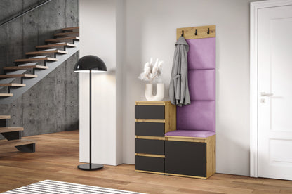 PK Emi 36 Hallway Wardrobe Aristan Oak\Black  - Upholstered Panels in Various Colours