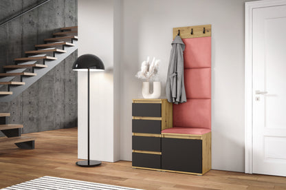 PK Emi 36 Hallway Wardrobe Aristan Oak\Black  - Upholstered Panels in Various Colours