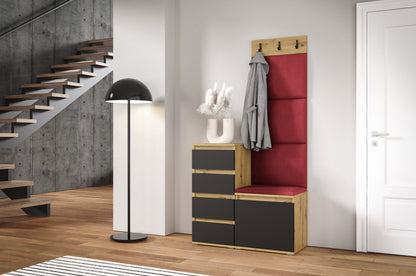 PK Emi 36 Hallway Wardrobe Aristan Oak\Black  - Upholstered Panels in Various Colours