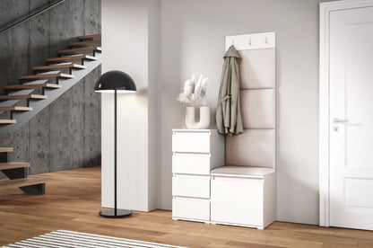 PK Emi 36 Hallway Wardrobe White - Upholstered Panels in Various Colours