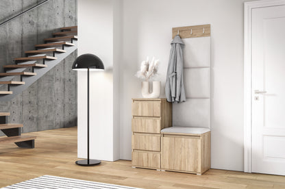 PK Emi 36 Hallway Wardrobe Sonoma Oak - Upholstered Panels in Various Colours