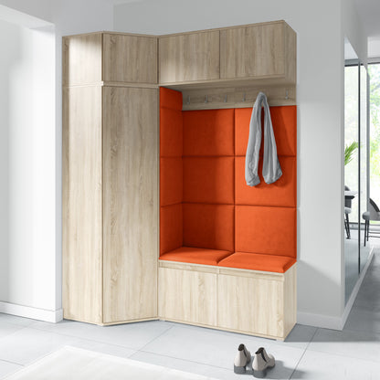 PK Emi 38 Hallway Wardrobe Sonoma Oak - Upholstered Panels in Various Colours