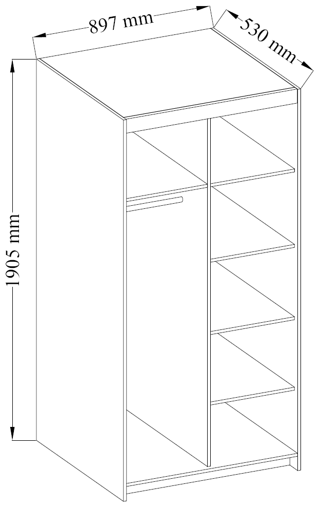 LE Elena 2D DL02 Wardrobe in Sonoma Oak