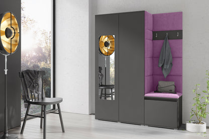 PK Emi 11 Hallway Wardrobe Graphite - Upholstered Panels in Various Colours