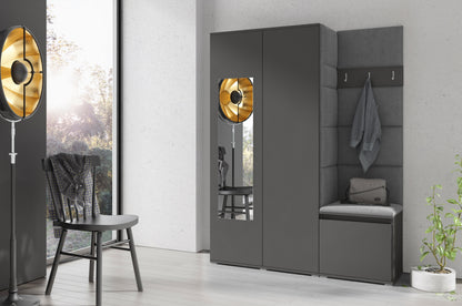 PK Emi 11 Hallway Wardrobe Graphite - Upholstered Panels in Various Colours