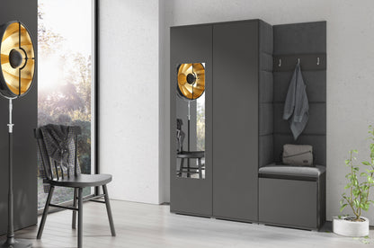 PK Emi 11 Hallway Wardrobe Graphite - Upholstered Panels in Various Colours