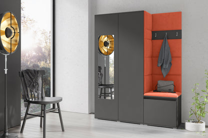 PK Emi 11 Hallway Wardrobe Graphite - Upholstered Panels in Various Colours