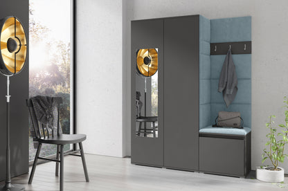 PK Emi 11 Hallway Wardrobe Graphite - Upholstered Panels in Various Colours