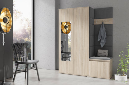 PK Emi 11 Hallway Wardrobe Sonoma - Upholstered Panels in Various Colours