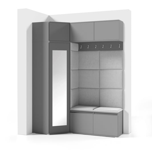 PK Emi 38 Hallway Wardrobe Graphite - Upholstered Panels in Various Colours