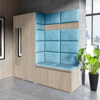 PK Emi 8 Hallway Wardrobe Sonoma - Upholstered Panels in Various Colours
