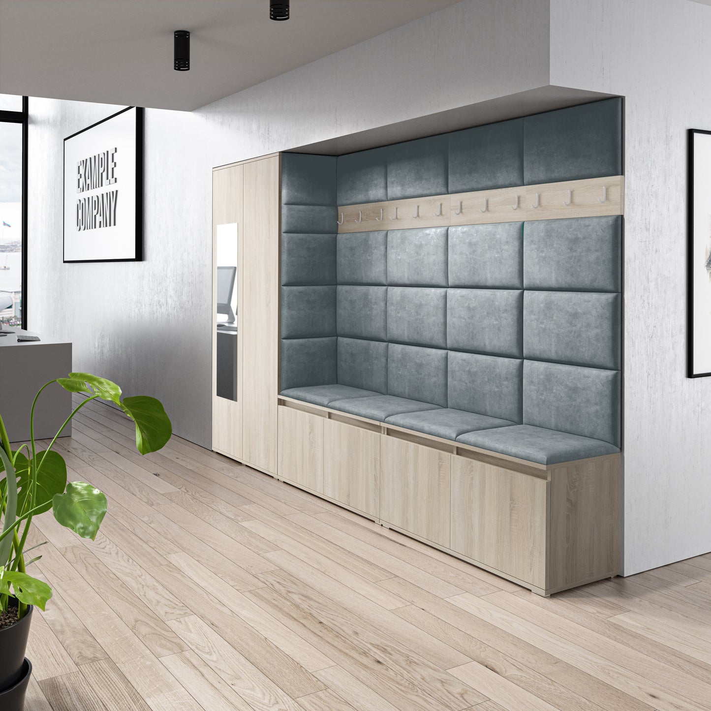 PK Emi 9 Hallway Wardrobe Sonoma Oak - Upholstered Panels in Various Colours