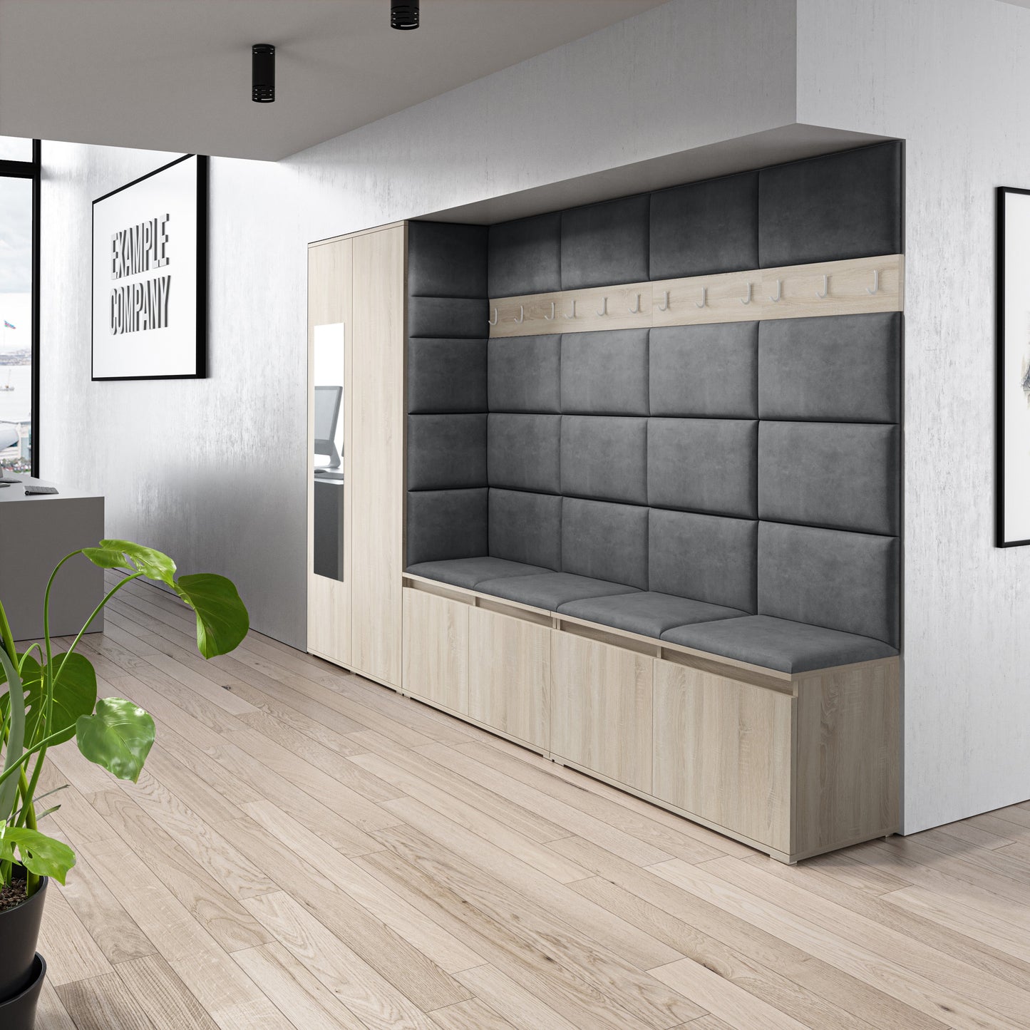 PK Emi 9 Hallway Wardrobe Sonoma Oak - Upholstered Panels in Various Colours