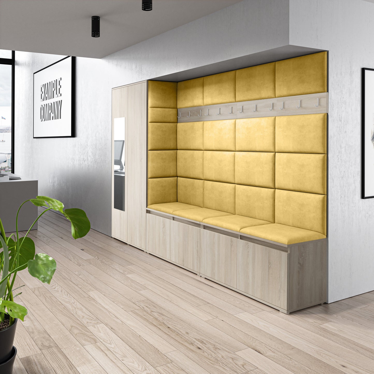 PK Emi 9 Hallway Wardrobe Sonoma Oak - Upholstered Panels in Various Colours